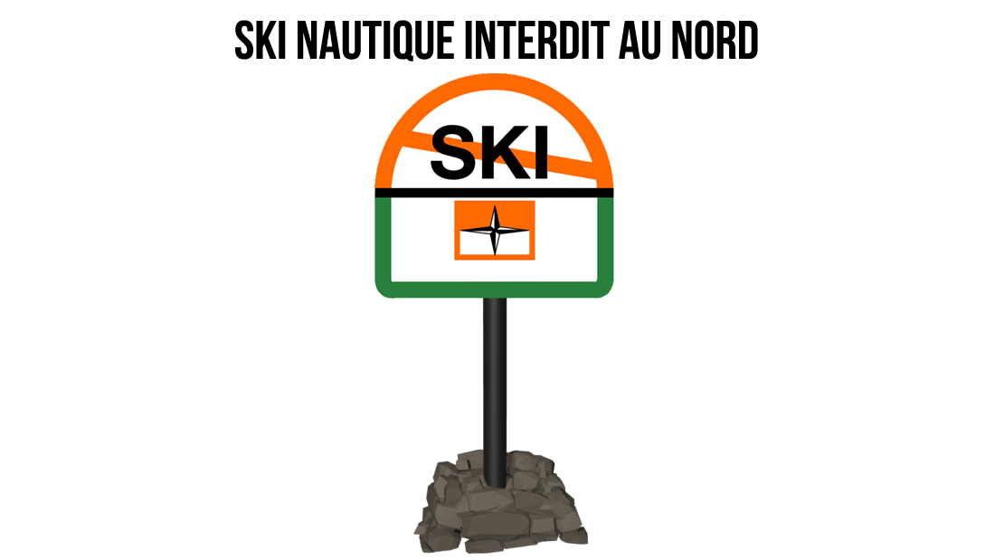 Panneau de signalisation de ski nautique interdit au nord