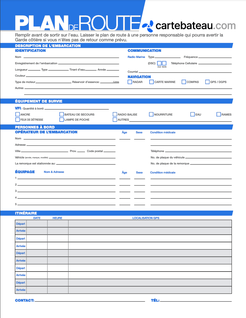 Plan de route en bateau